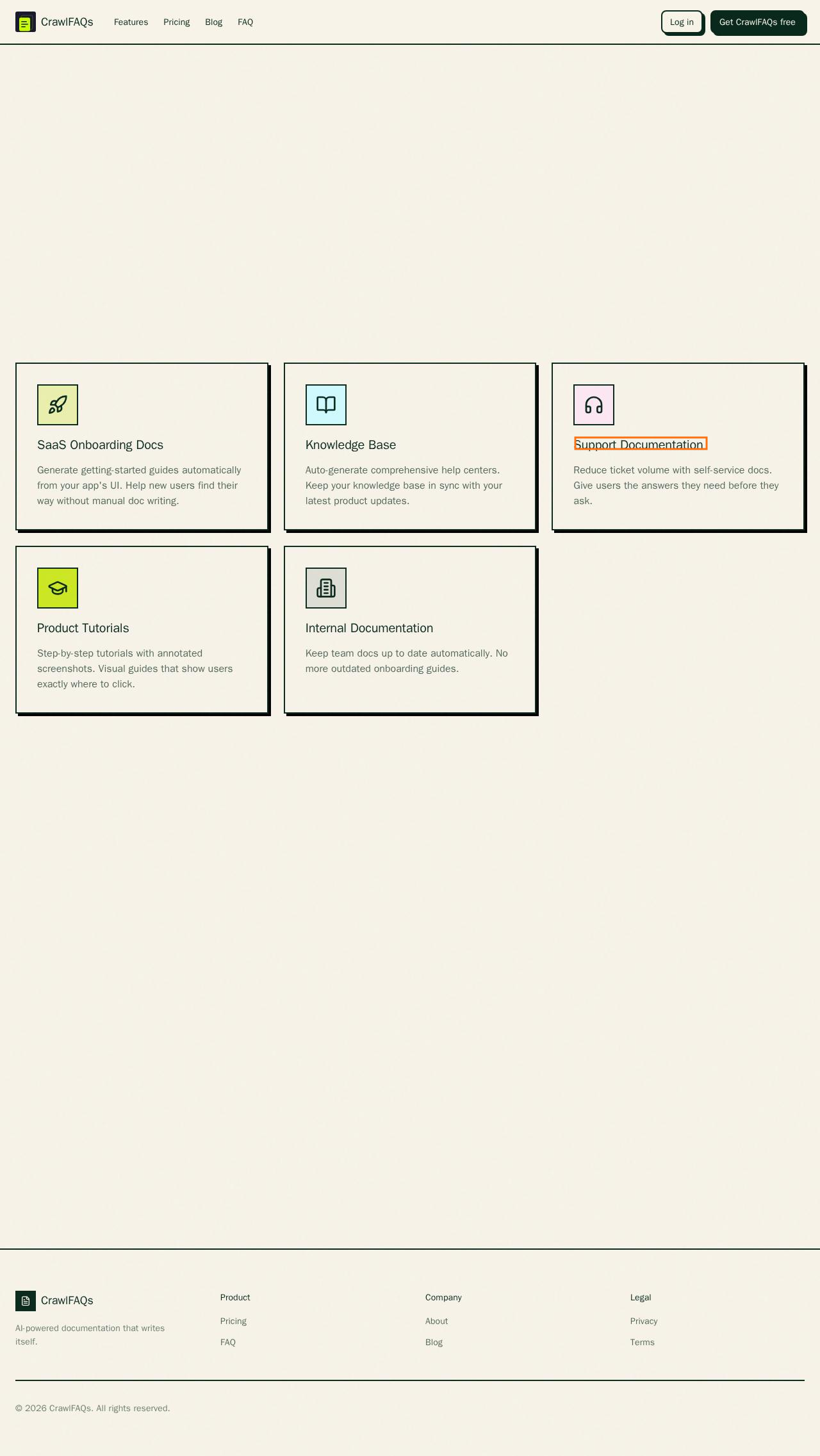 Screenshot for How can I use CrawlFAQs to reduce support ticket volume?
