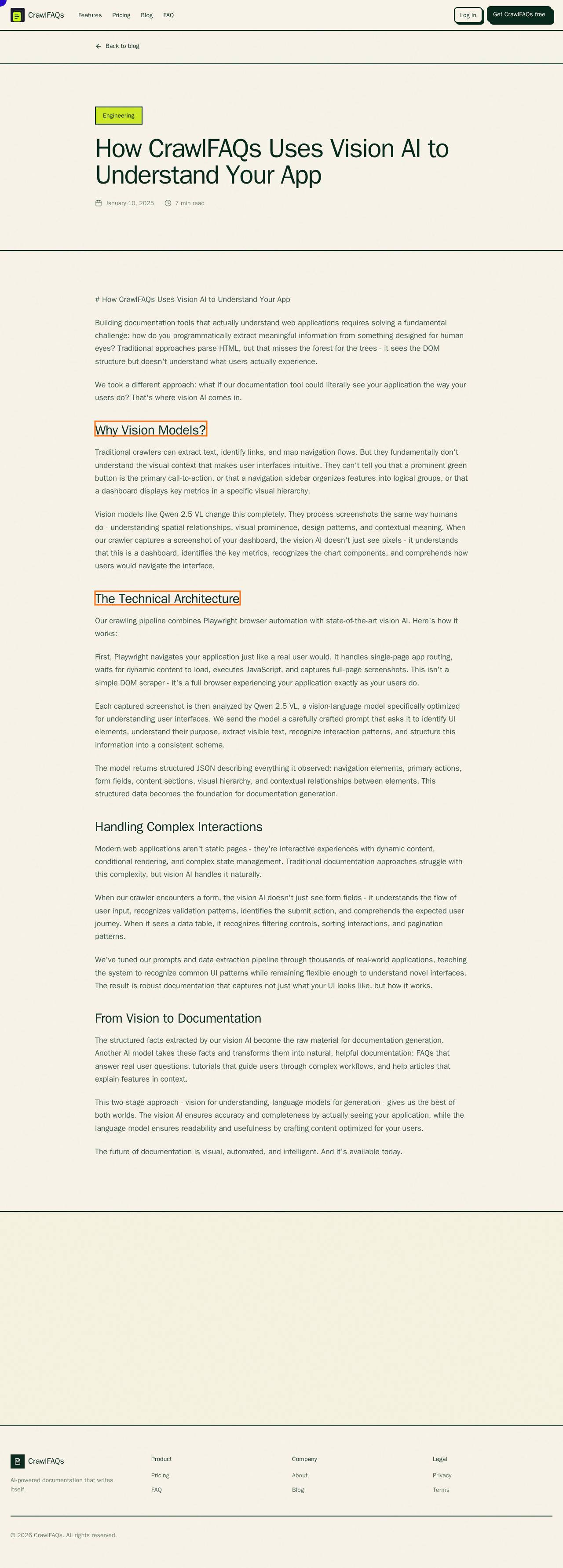 Screenshot for Understanding CrawlFAQs' Vision AI Technology