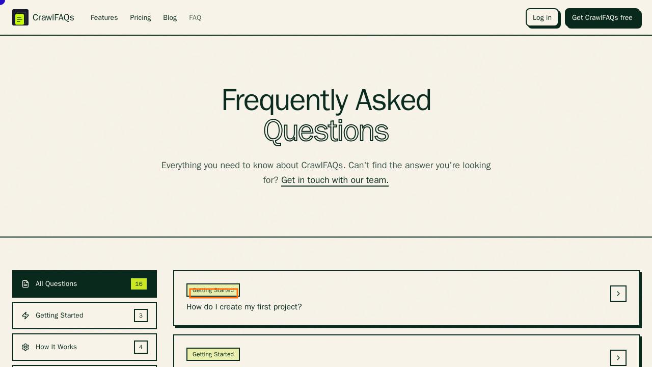 Screenshot for How do I start using CrawlFAQs?