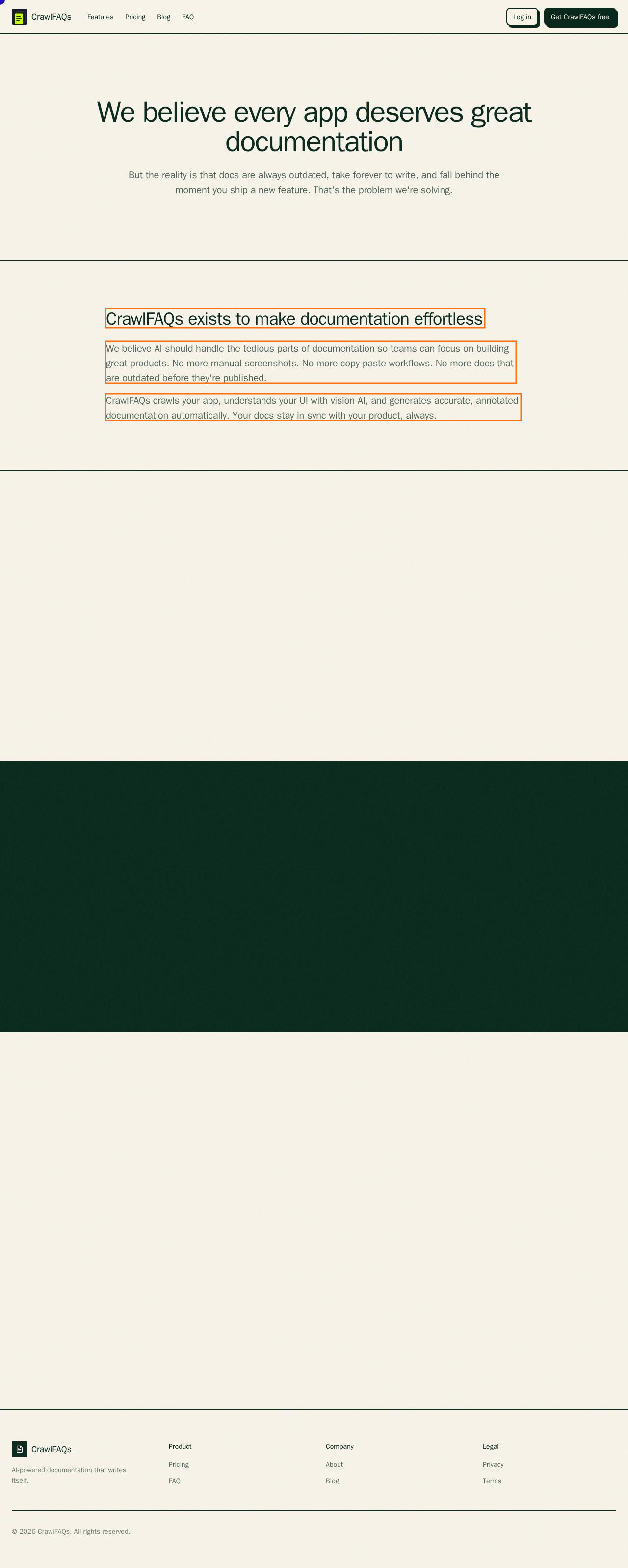 Screenshot for Understanding CrawlFAQs Documentation Capabilities